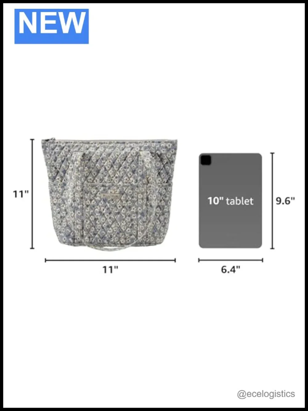 Quilted Cotton Shoulder Tote Bag with Multiple Pockets